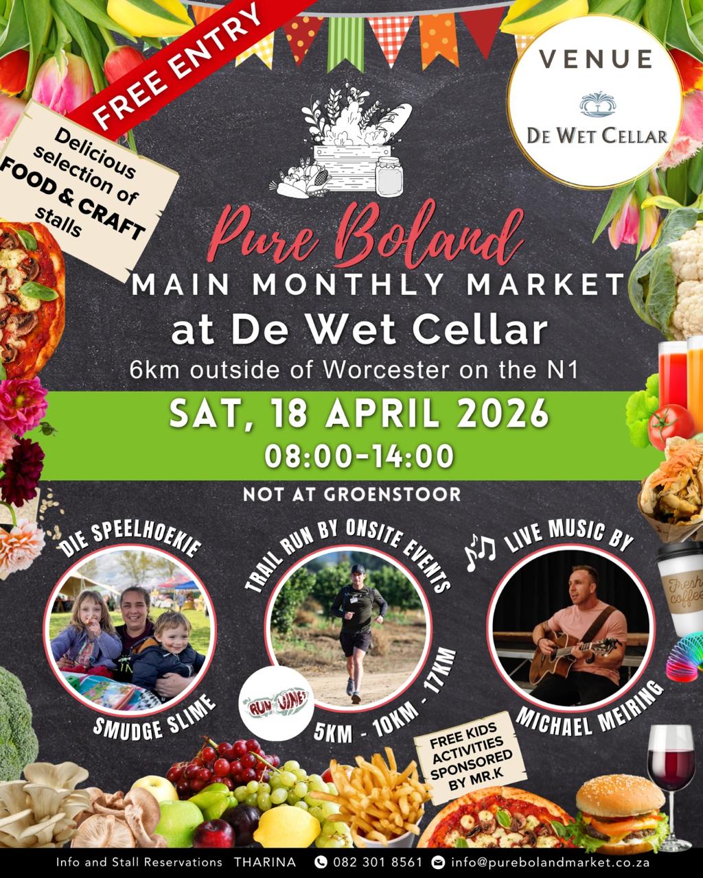 Pure Boland Farmer’s Market & Trail Run is back at De Wet Cellar on 18 April 2026 - Don't Mis Out!
